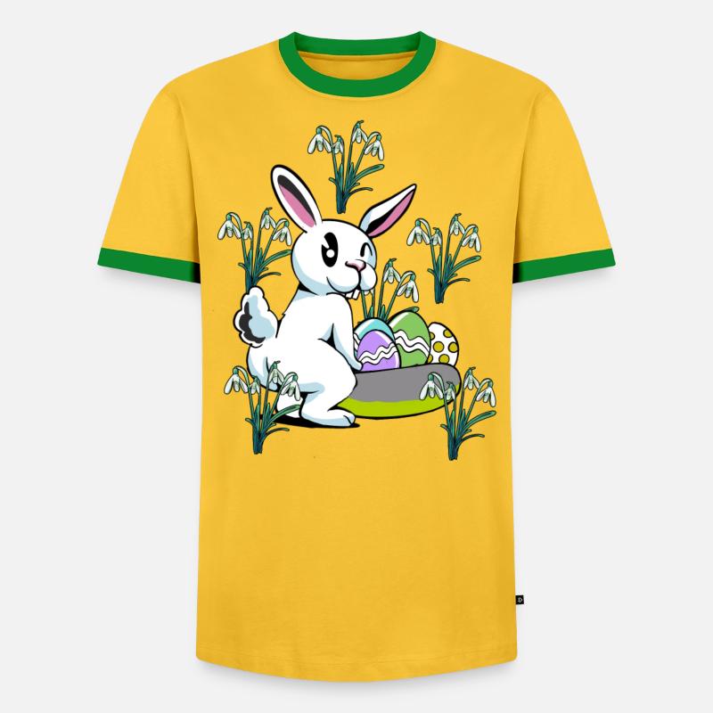 Spring snowdrop flowers Easter bunny - Men's Ringer Shirt - undefined
