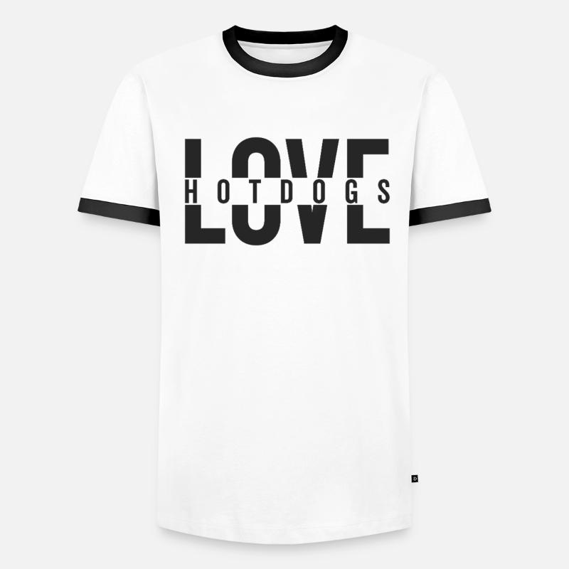 Love Hotdogs Déclaration de restauration rapide T-shirt contrasté Homme