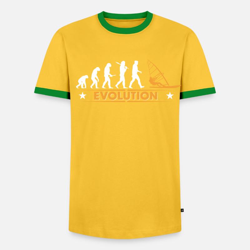 Windsurfen Evolution - orange/weiss - Männer Kontrast-T-Shirt - Grau meliert/Schwarz