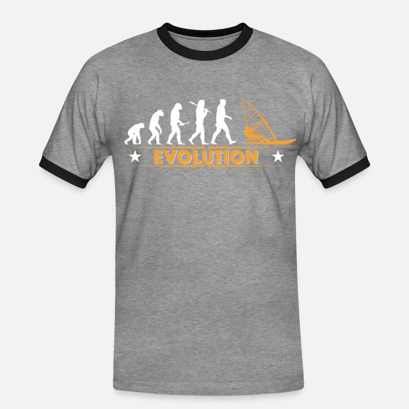 Windsurfing evolution - orange/white - Men's Ringer Shirt - heather grey/black