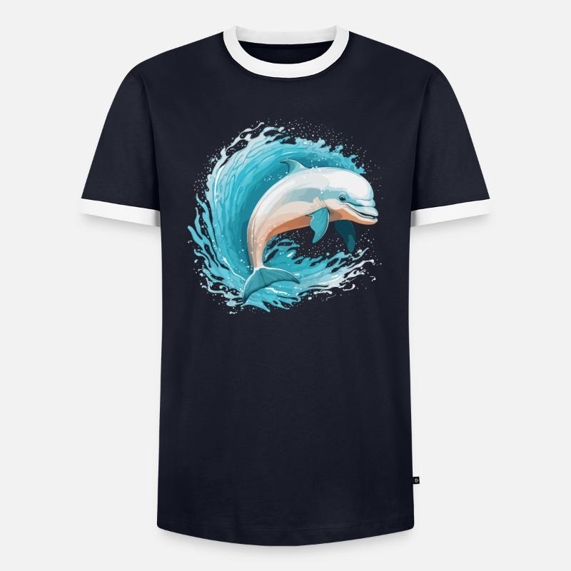 Dauphins saut ludique T-shirt contrasté Homme