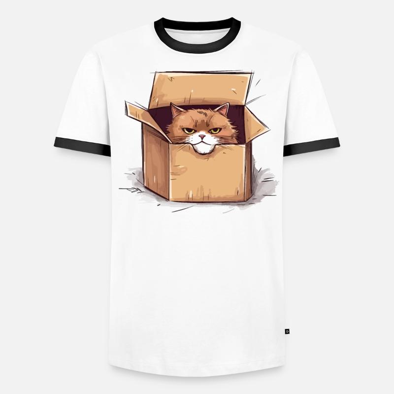 Cat grumpy grumpy grumpy sits in the box Men's Ringer Shirt