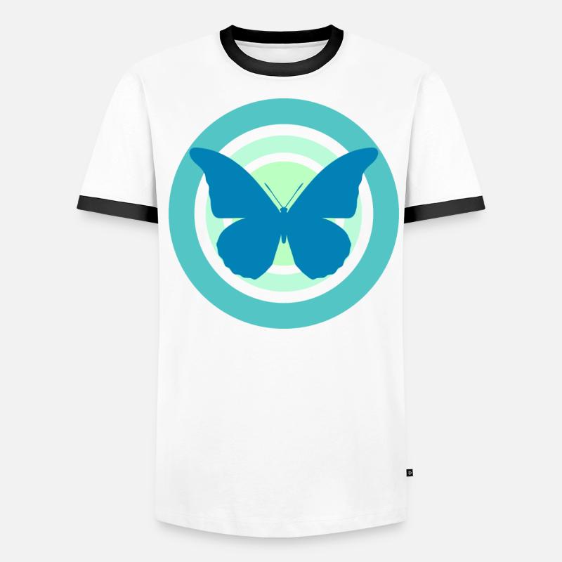Tons verts papillon T-shirt contrasté Homme