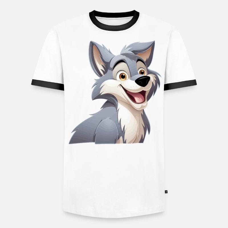 Wolf Laughs Cartoon Comic Wolf Head Wolves Cute T-shirt contrasté Homme