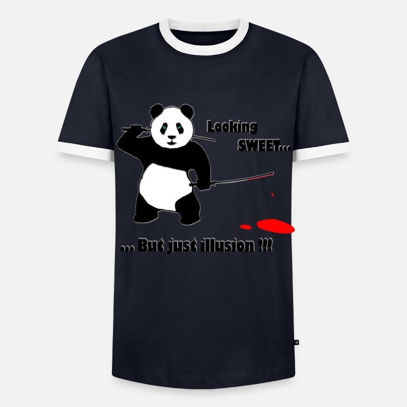 Ninja Panda Männer Kontrast-T-Shirt