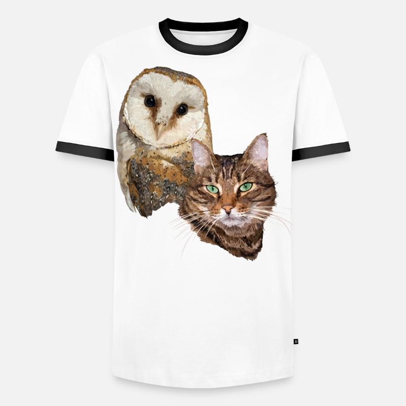 Chat et hibou T-shirt contrasté Homme