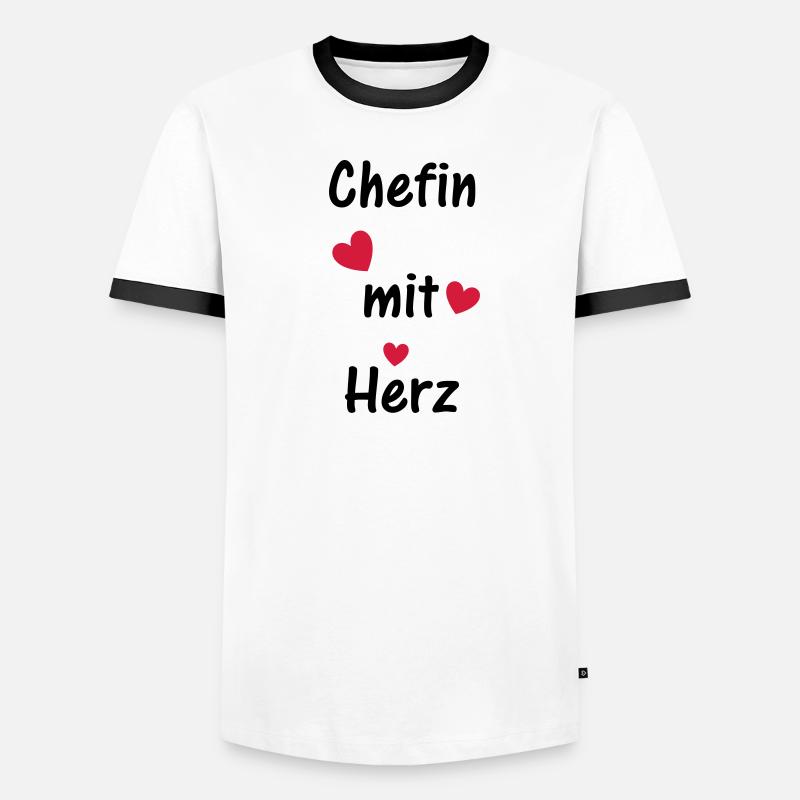 Chefin mit Herz Männer Kontrast-T-Shirt