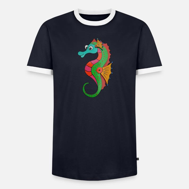 Seepferdchen Männer Kontrast-T-Shirt