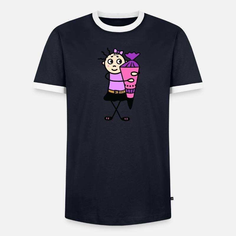 Mädchen mit Schultüte - Einschulung Männer Kontrast-T-Shirt