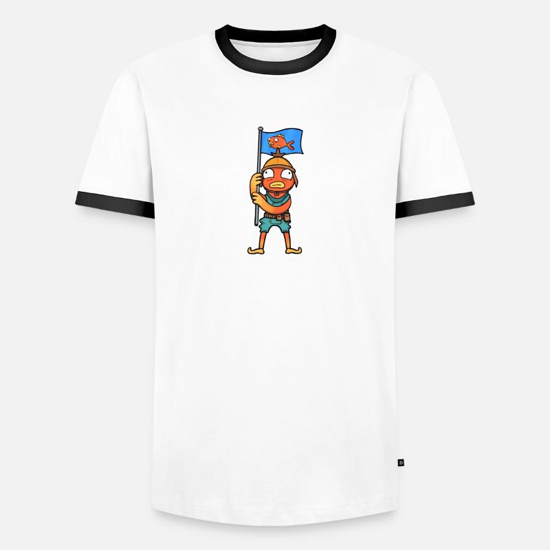 Garçon de poisson avec un dessin animé de drapeau de poisson T-shirt contrasté Homme