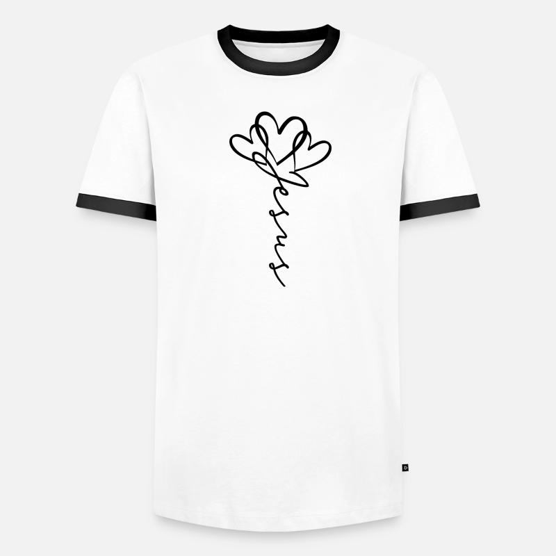 Jesus Scripture Heart Flower Men's Ringer Shirt