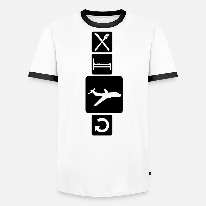 world trip buttons eat sleep repeat eat sleep repe Men's Ringer Shirt