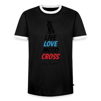 Amour en direct Motocross - T-shirt contrasté Homme - noir/blanc - Devant - AI Model Female 172 light (172cm) & AI Model Male 178 light (178cm)