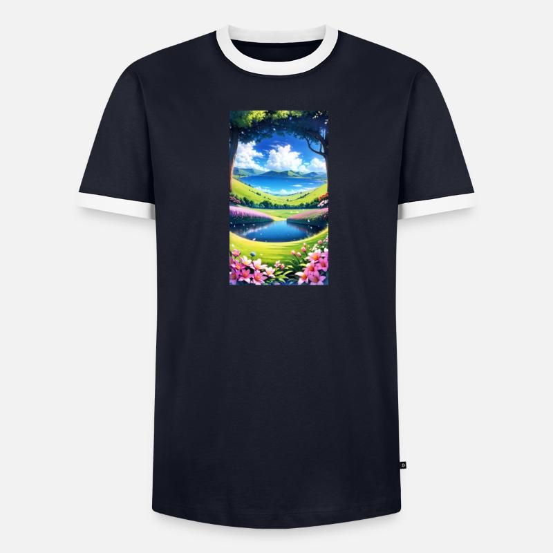 Landschaft mit 4 Bereichen, Generative KI Männer Kontrast-T-Shirt