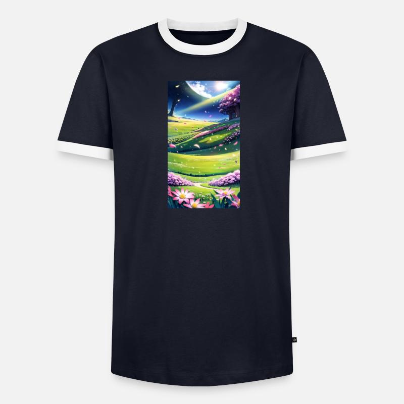 Landschaft mit 4 Bereichen, Generative KI Männer Kontrast-T-Shirt