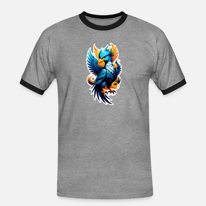 Phönix - Phönix - Feuervogel - Männer Kontrast-T-Shirt - Grau meliert/Schwarz