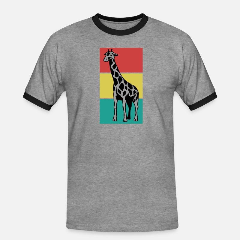 GIRAFFE on a colored background - Men's Ringer Shirt - heather grey/black