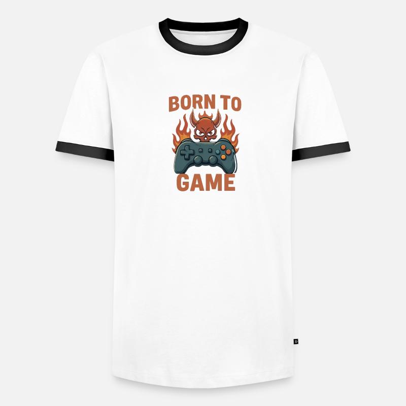 Born to Game – Fire Skull Controller Men's Ringer Shirt