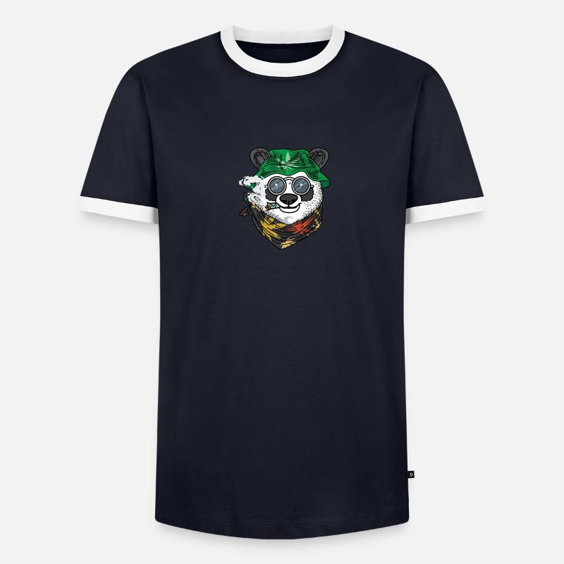 Panda Rasta Raucher Geschenk Männer Kontrast-T-Shirt