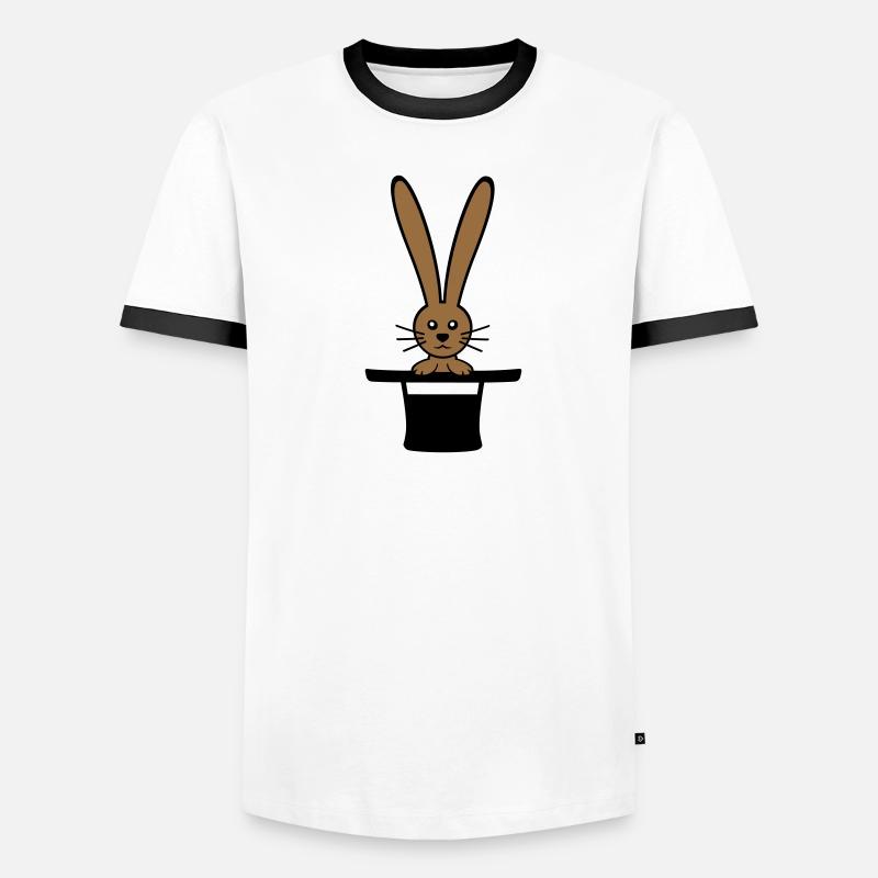 Lapin Chapeau Haut de forme Sorcier Lapin Sorcier Mignon T-shirt contrasté Homme