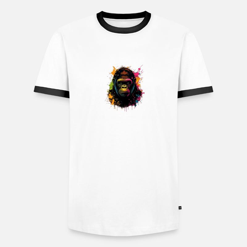 Gorille coloré Splash Art Expression T-shirt contrasté Homme