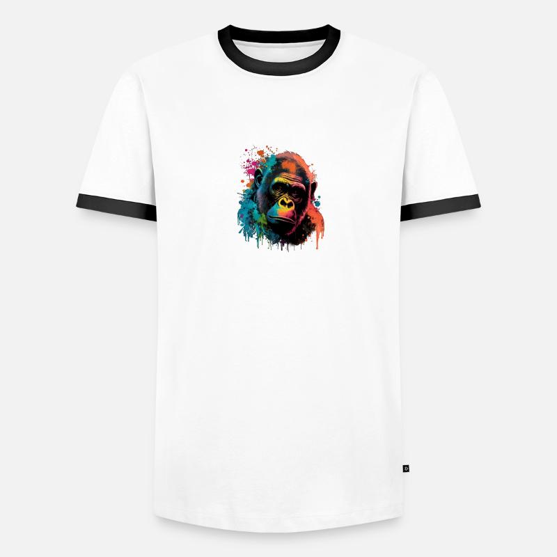 Colorful Gorilla Splash Art Expression Men's Ringer Shirt