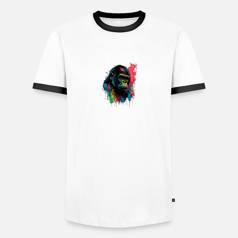 Gorille coloré Splash Art Expression T-shirt contrasté Homme