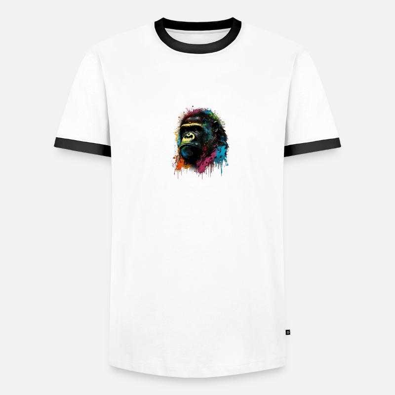 Gorille coloré Splash Art Expression T-shirt contrasté Homme