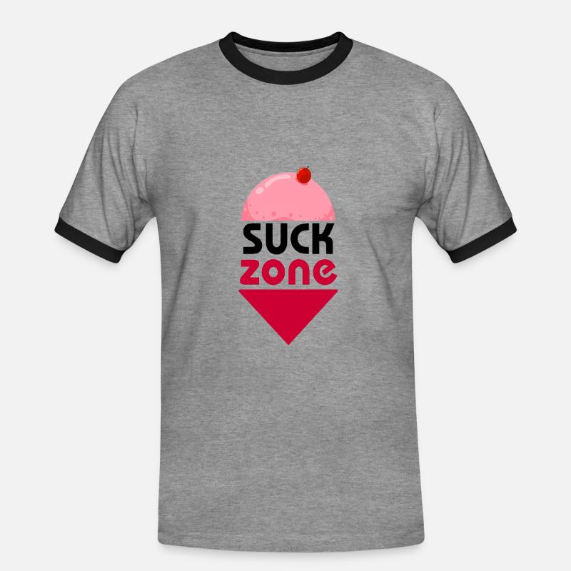 SUCK BEREICH - Männer Kontrast-T-Shirt - Grau meliert/Schwarz