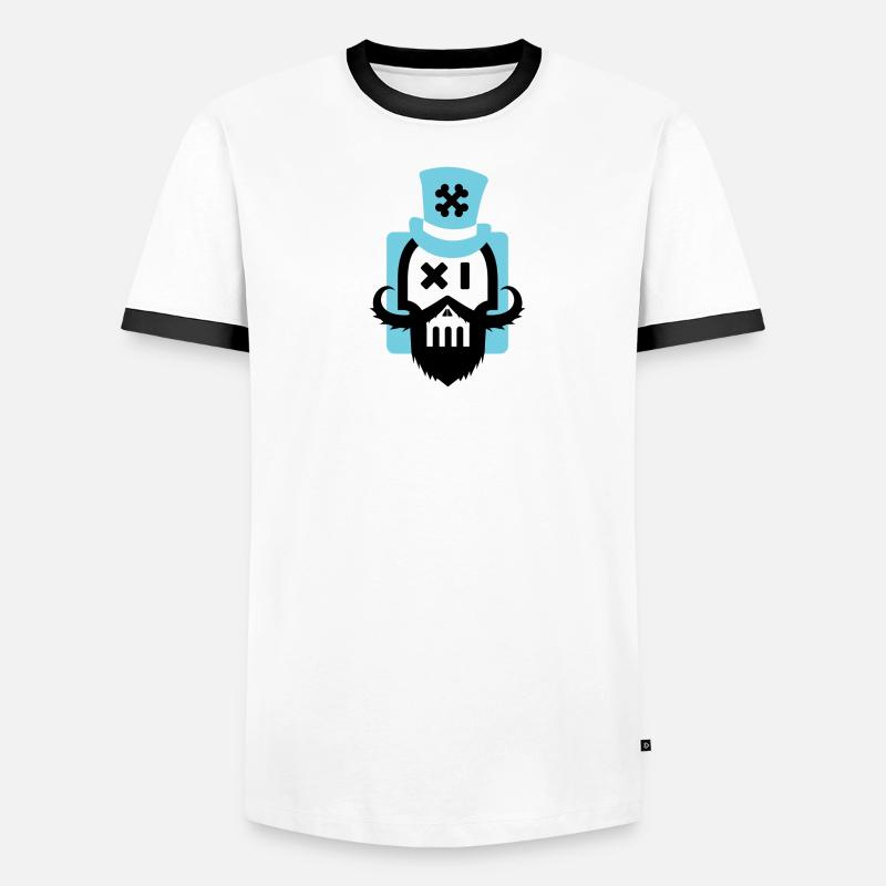 Bartschädel blau Männer Kontrast-T-Shirt