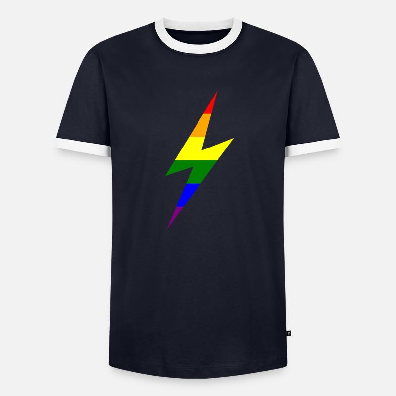Regenbogen Blitz Männer Kontrast-T-Shirt
