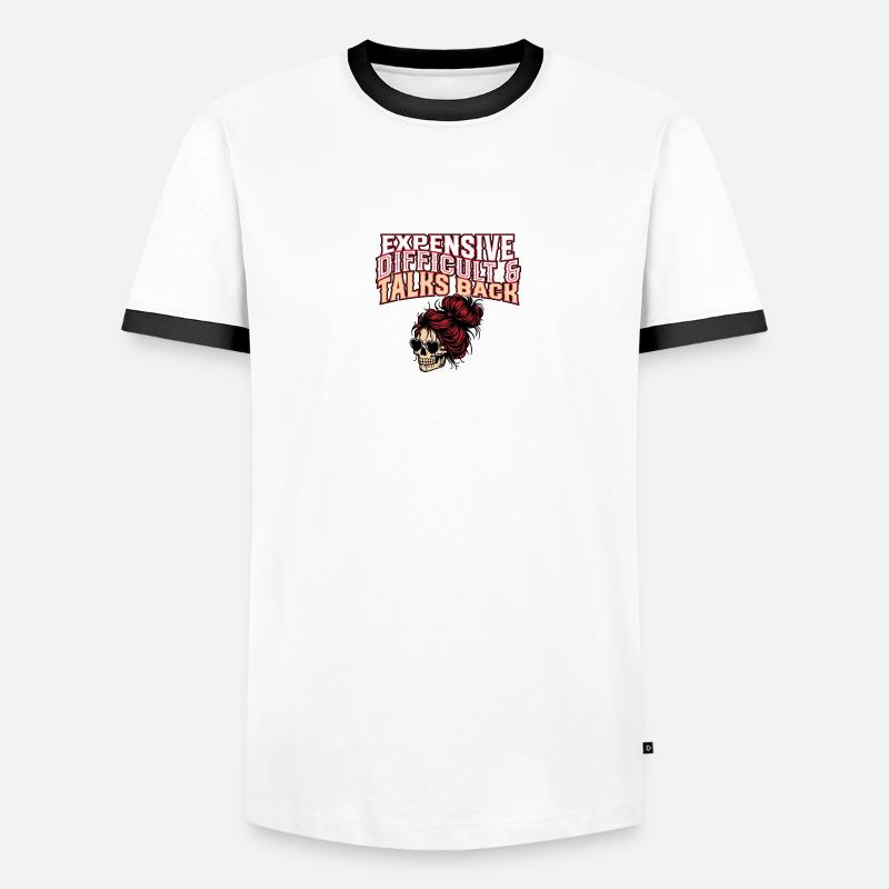 Expensive Difficult And Talks Back Skeleton Messy Men's Ringer Shirt