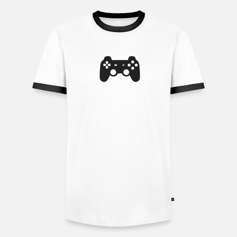 Schwarzer Spielkonsolen Controller Geschenk Idee Männer Kontrast-T-Shirt
