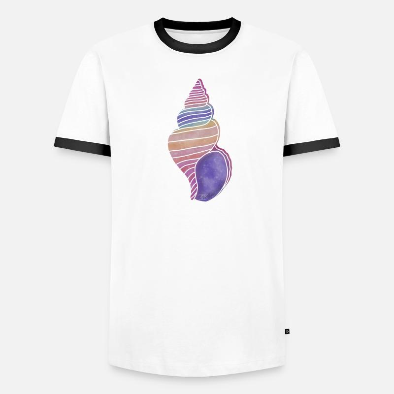 "Snail Shell", Boho Line Art Design, "Shells" Men's Ringer Shirt