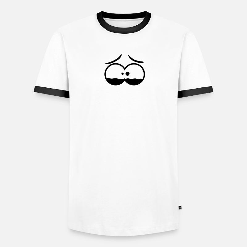 Sad Comic Face Männer Kontrast-T-Shirt