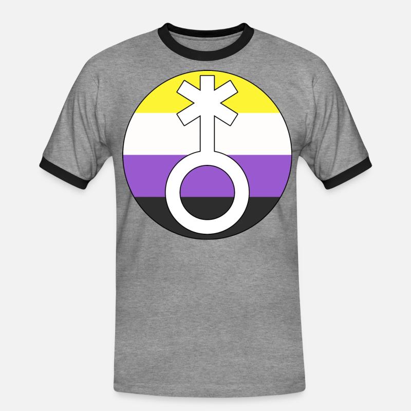 Symbol Nonbinary Non-Binary Nonbinary Gender - Men's Ringer Shirt - heather grey/black