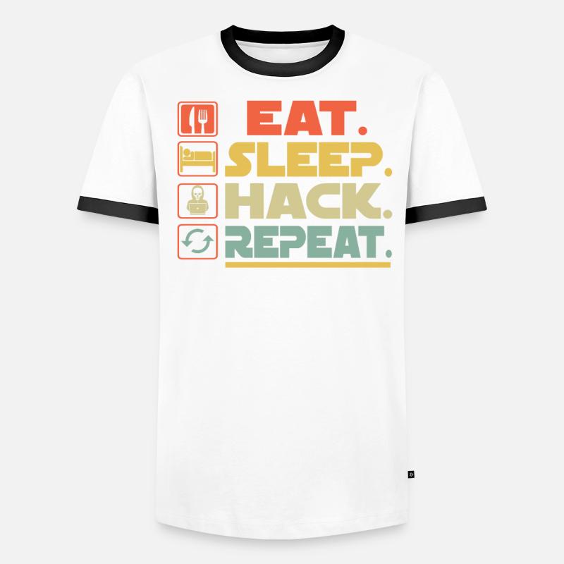Eat Sleep Hack Répéter T-shirt contrasté Homme