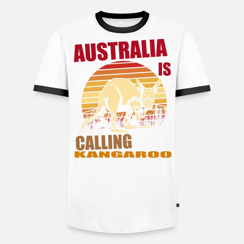 Kangaroo Retro Australia Calling Outback Men's Ringer Shirt