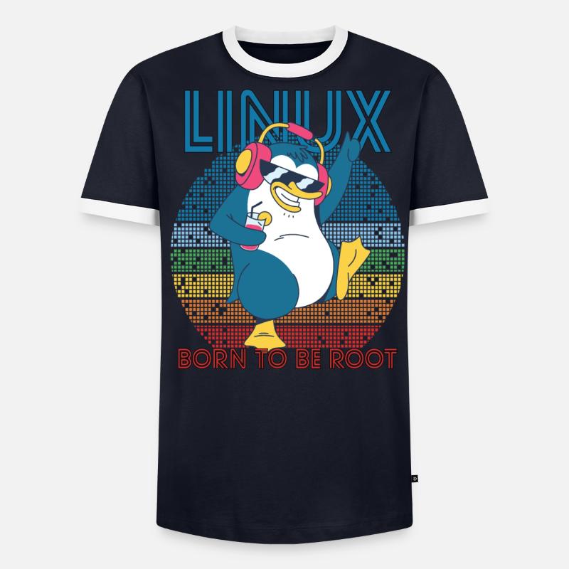Root Party Penguin Retro Linux Cool Nerd Programme - Männer Kontrast-T-Shirt -
