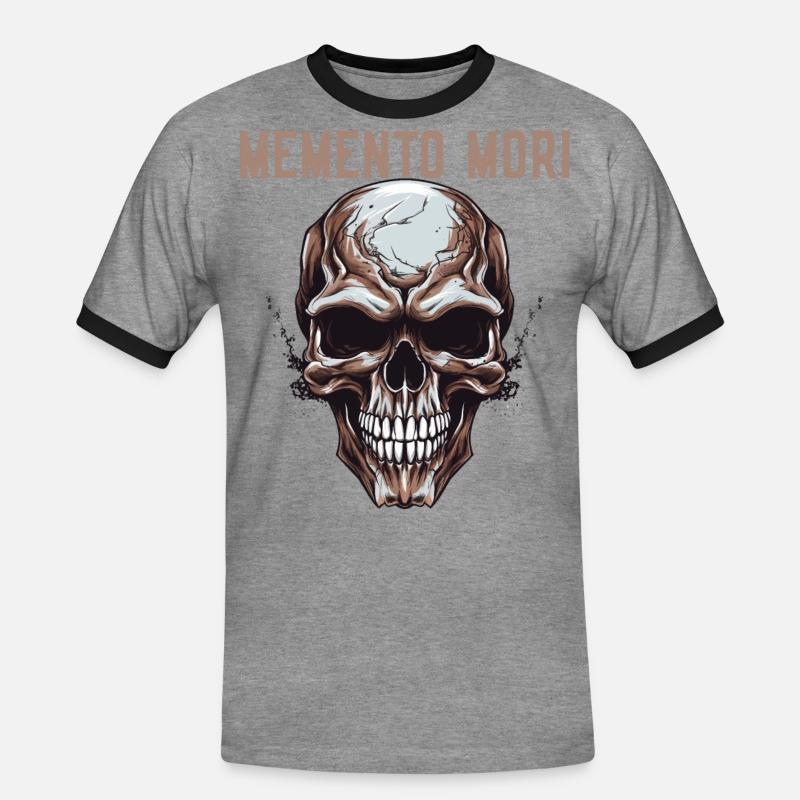 Memento Mori - Men's Ringer Shirt - heather grey/black