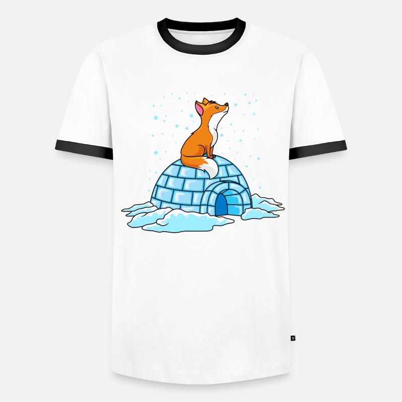 fuchs iglu winter ploar comic Männer Kontrast-T-Shirt