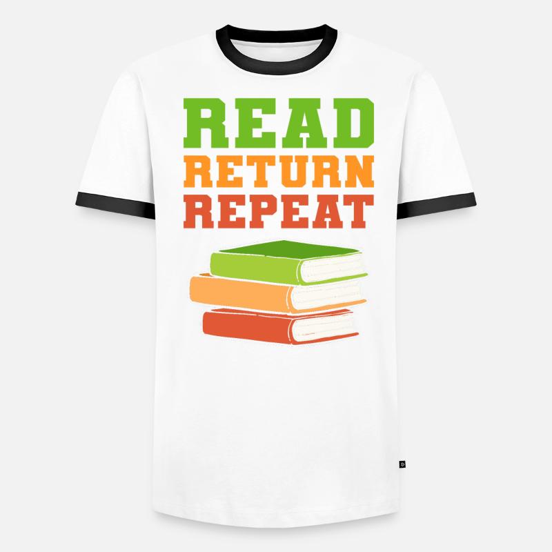 Read Return Repeat Librarian Book Lover Men's Ringer Shirt
