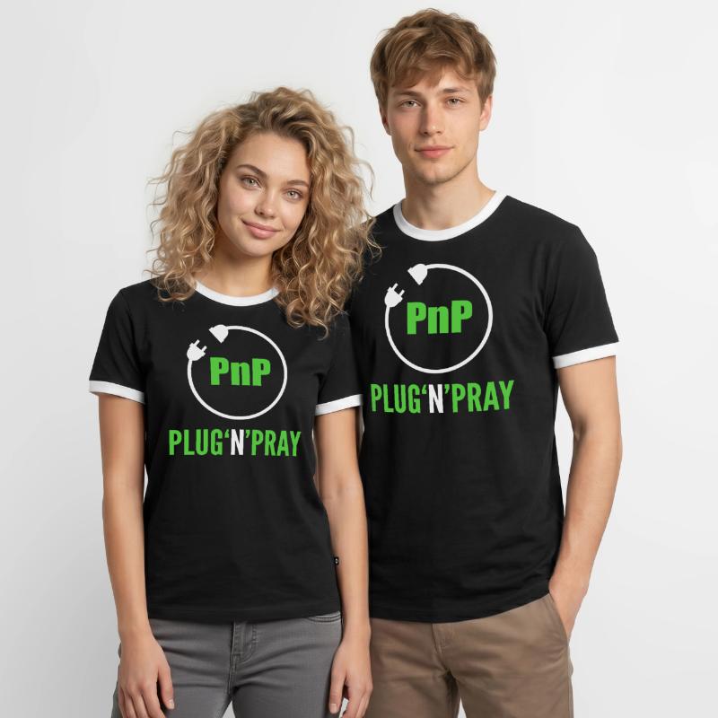 PnP = Plug’n’Pray Programming Programmer Coding T-shirt contrasté Homme