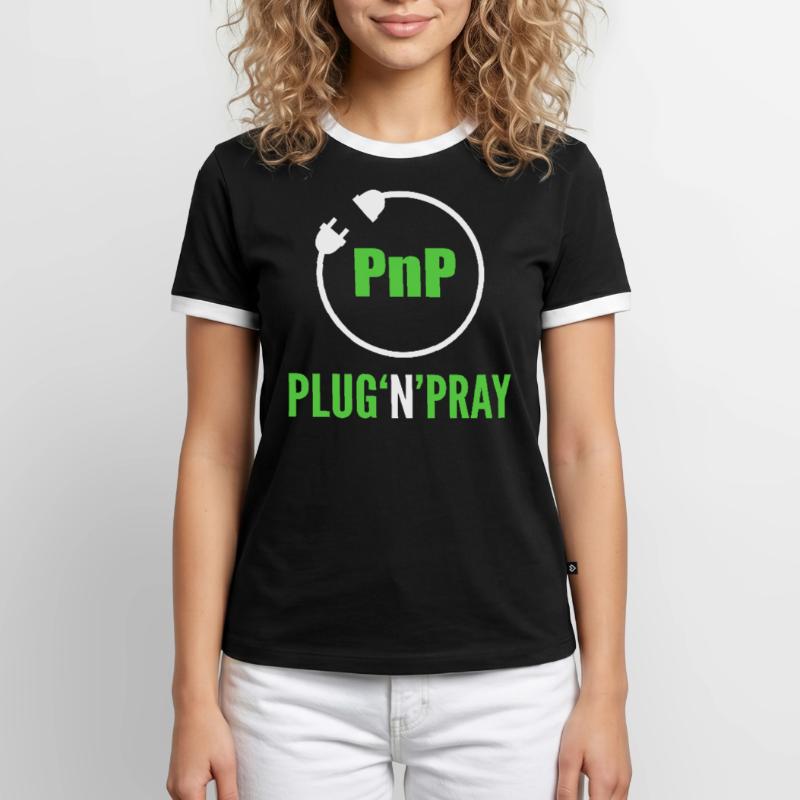 PnP = Plug’n’Pray Programming Programmer Coding T-shirt contrasté Homme