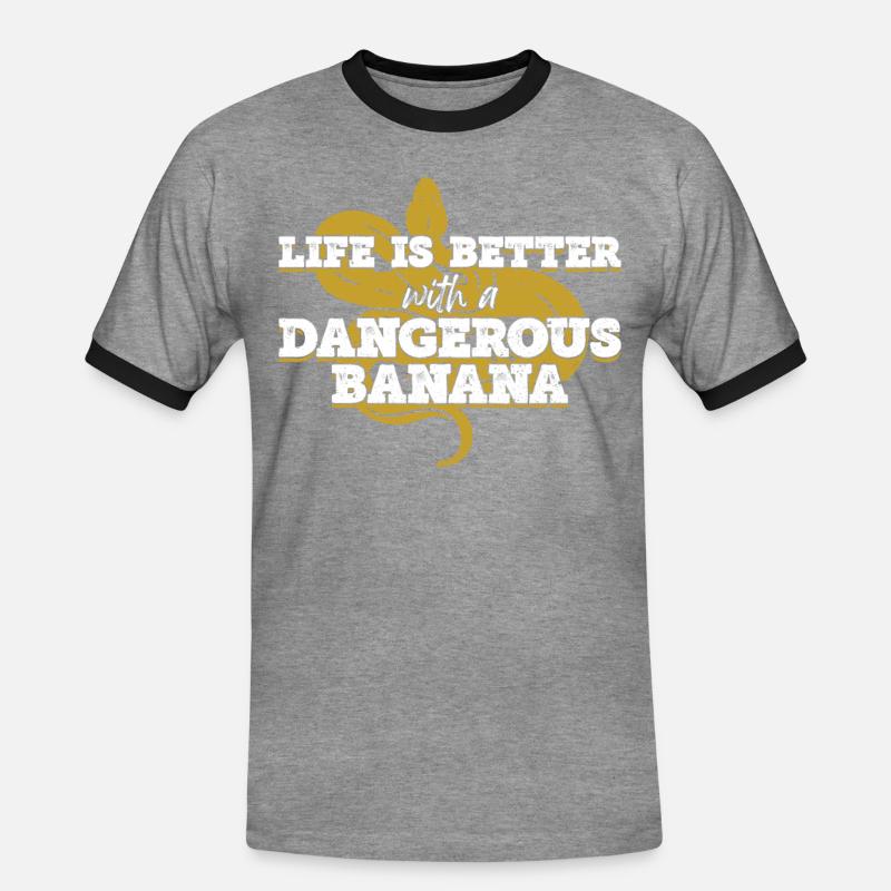 Bananenkugel Python Königspython - Männer Kontrast-T-Shirt - Grau meliert/Schwarz