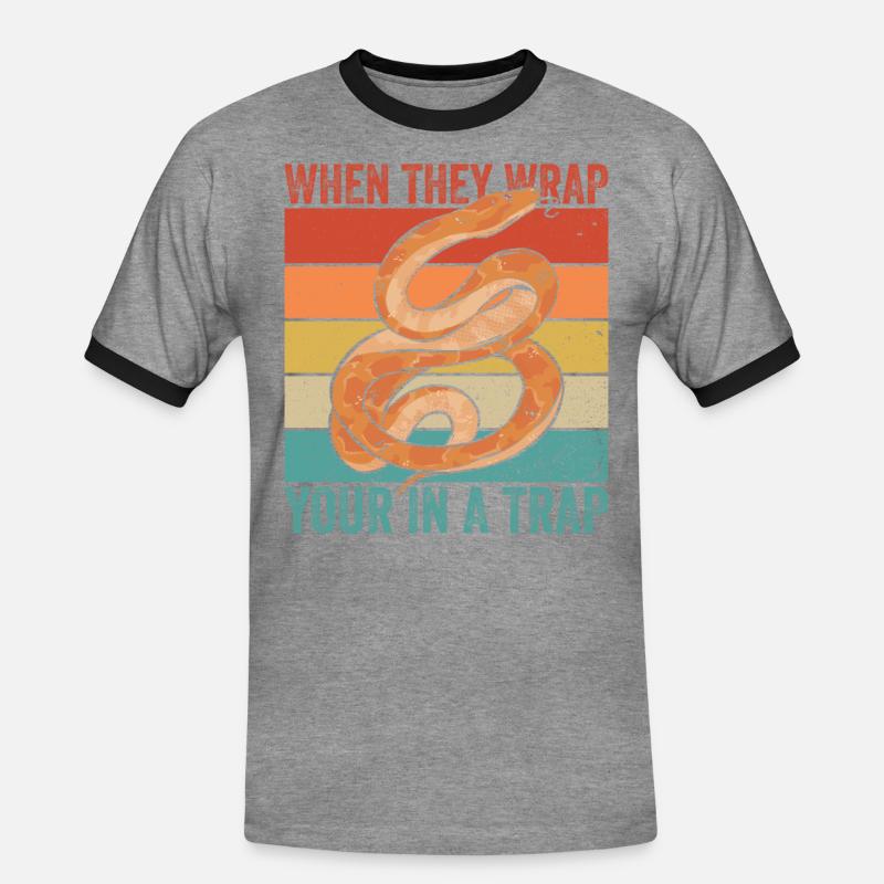 Königspython Banana Ball Python - Men's Ringer Shirt - heather grey/black