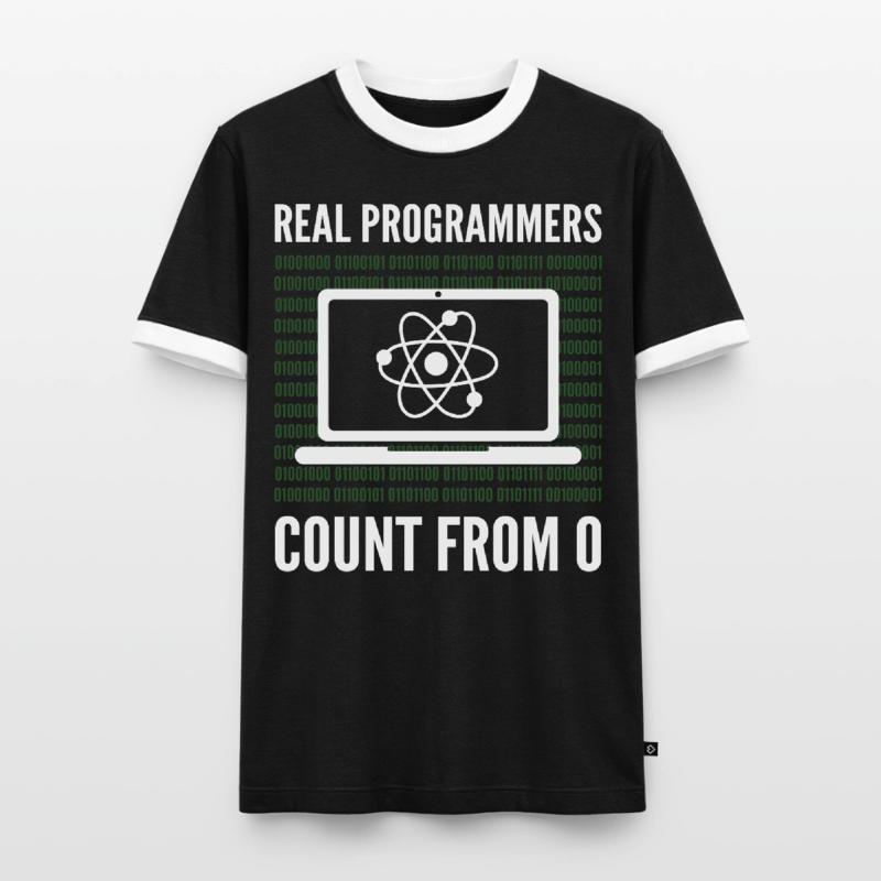 Real Programmers Count From 0 Programming Männer Kontrast-T-Shirt