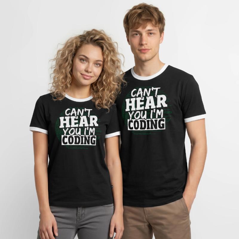 Can't Hear You I'm Coding Programming Programmer Männer Kontrast-T-Shirt