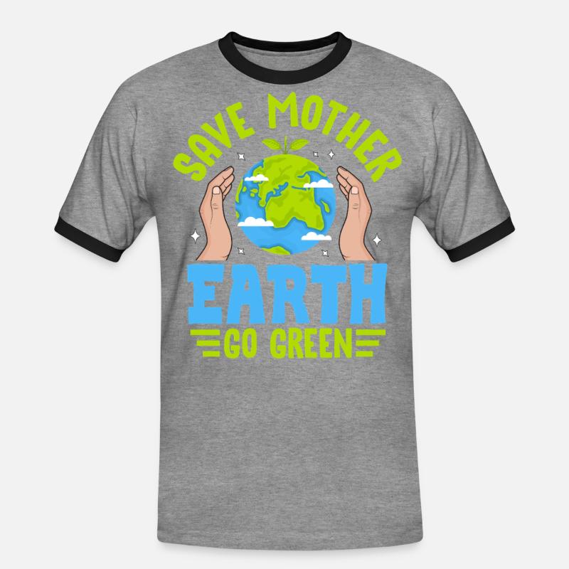Rettet Mutter Erde, wird grün - Männer Kontrast-T-Shirt - Grau meliert/Schwarz