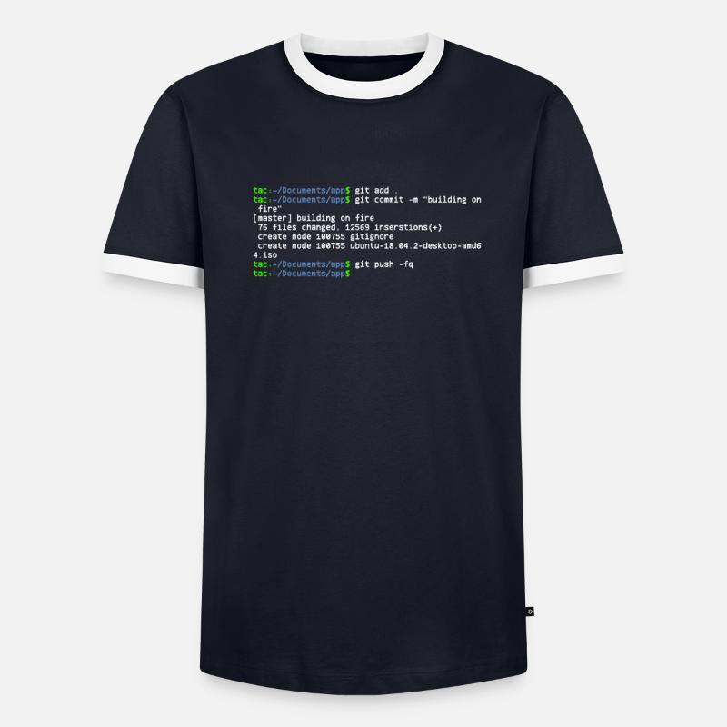 linux shell git building on fire - T-shirt contrasté Homme - 